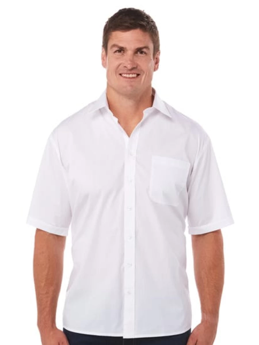 Lowes Men's Essential White Short Sleeve Business Shirt - Classic Fit Office Wear