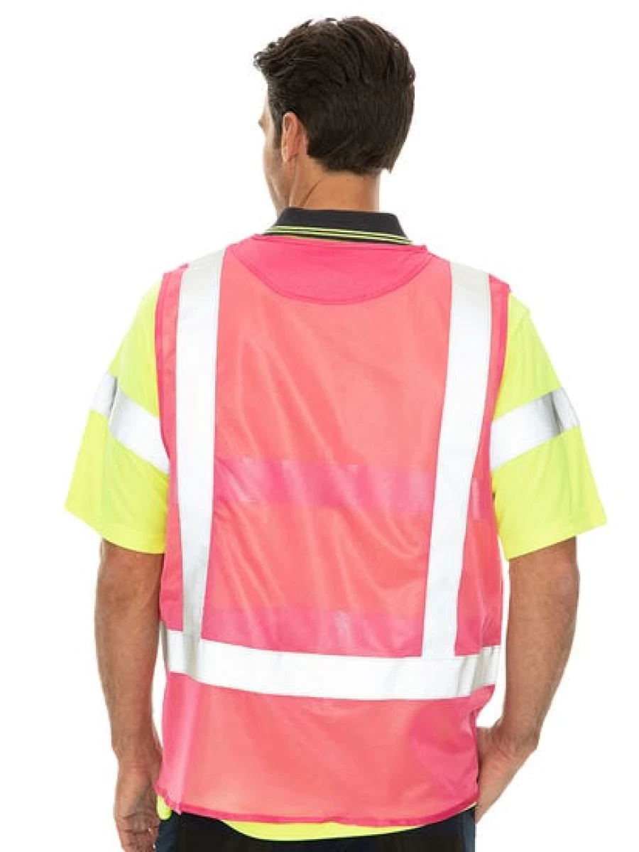 Lowes Men's Pink High Visibility Zip-Through Safety Vest