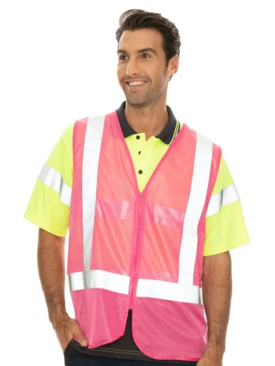 Lowes Men's Pink High Visibility Zip-Through Safety Vest