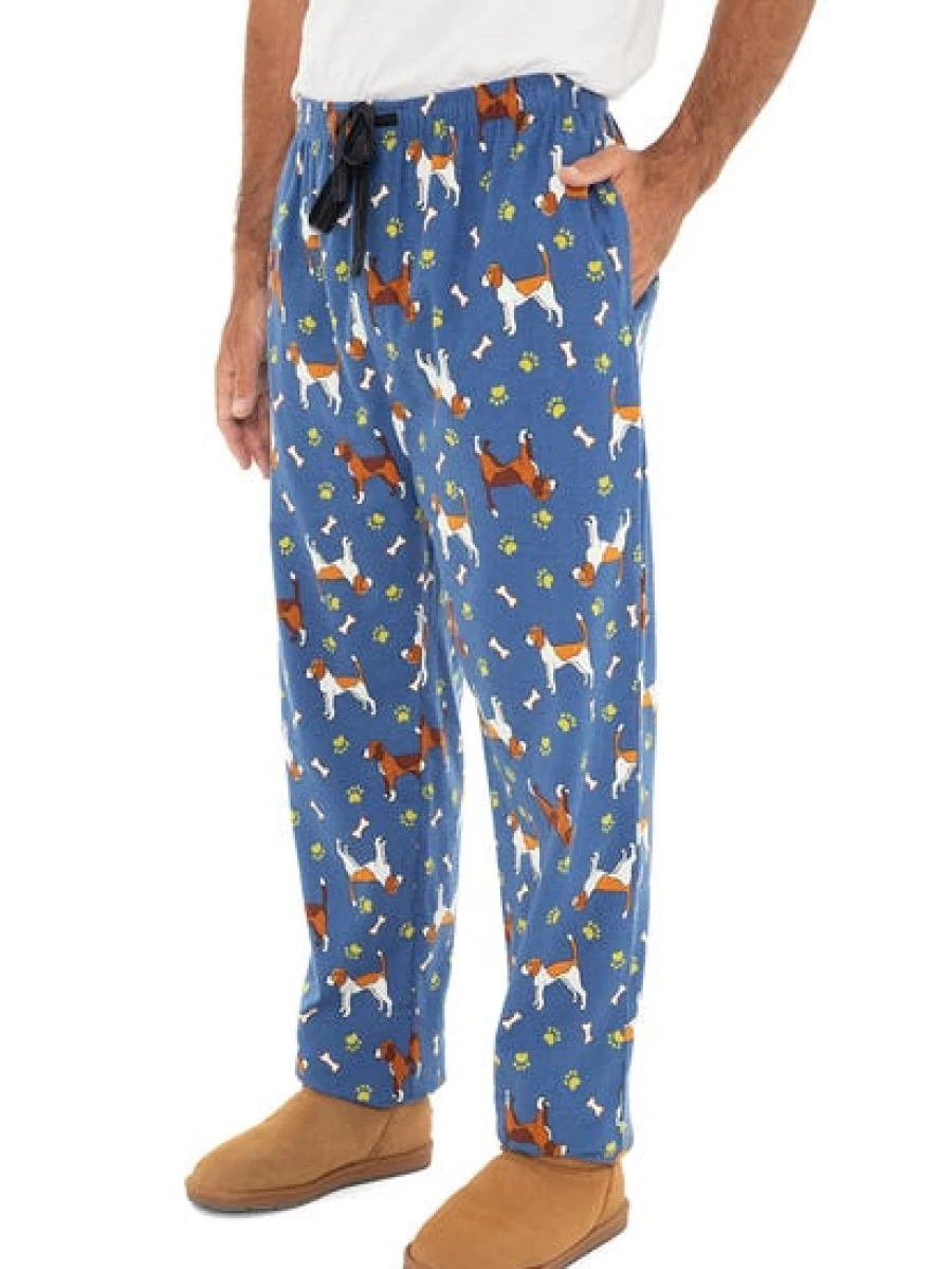 Traders Men's Cozy Flannel Pajama Pants with Fun Dog Print Design