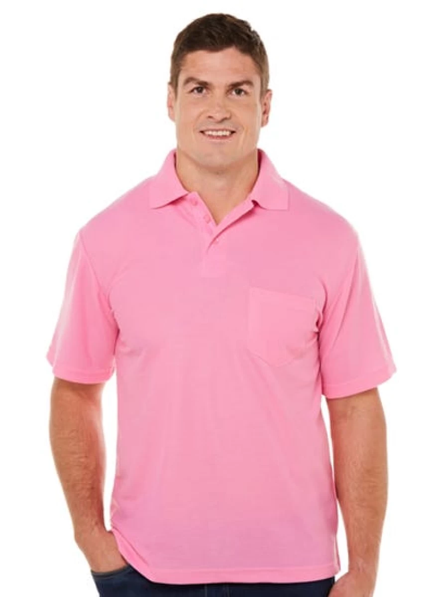 Lowes Men's Classic Pink Polo Shirt with Chest Pocket - Casual Basic Top