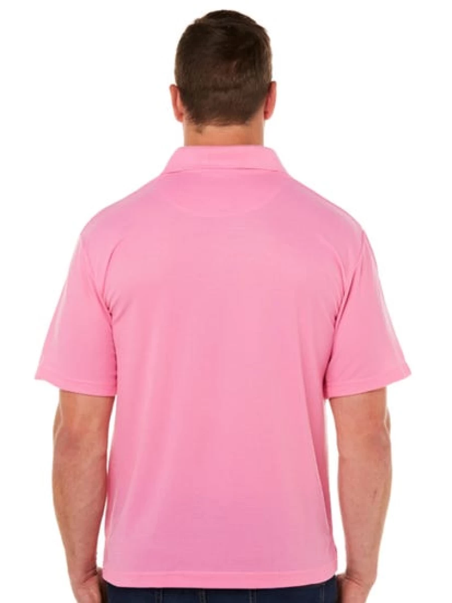 Lowes Men's Classic Pink Polo Shirt with Chest Pocket - Casual Basic Top
