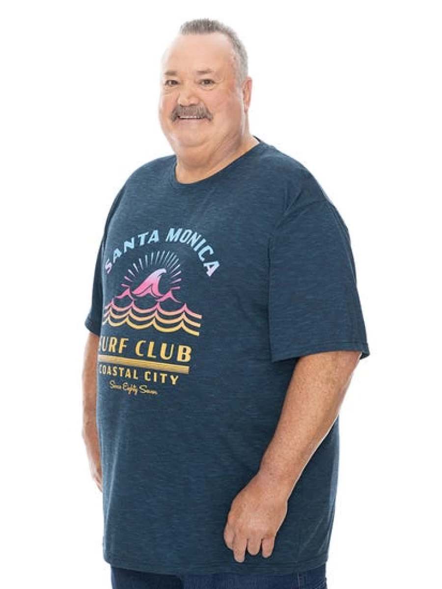 BUILT N FIT Men's Big & Tall Navy Blue Santa Monica Graphic T-Shirt