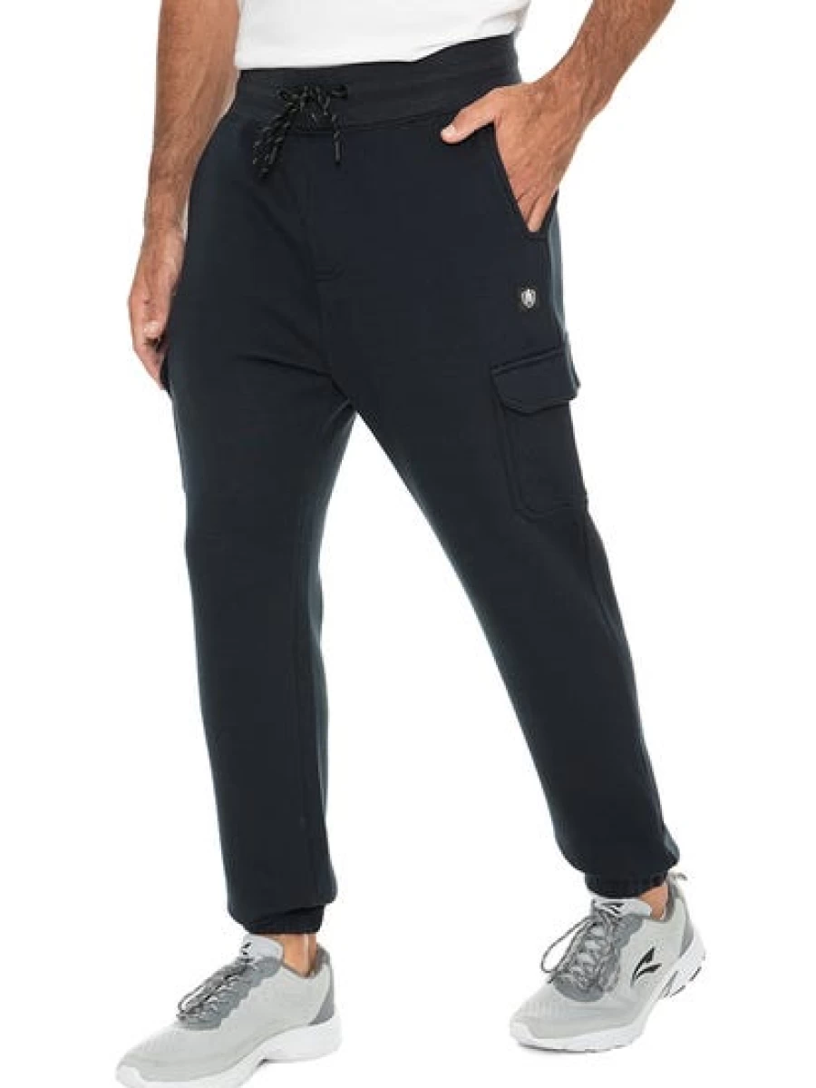 Trojan Men's Navy Fleece Track Pants with Side Zipper for Comfort & Style
