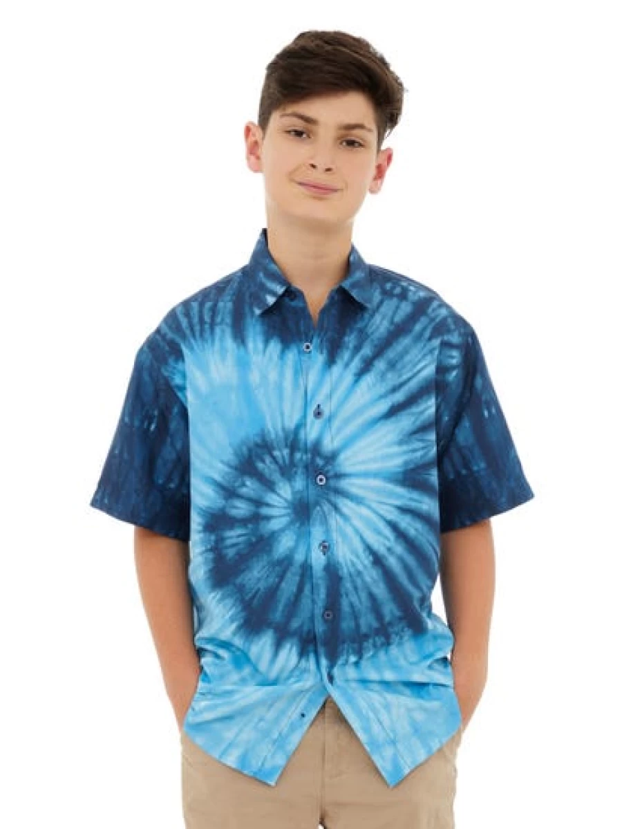 Lowes Men's Blue Tie Dye T-Shirt Casual Comfort Fit Short Sleeve Top