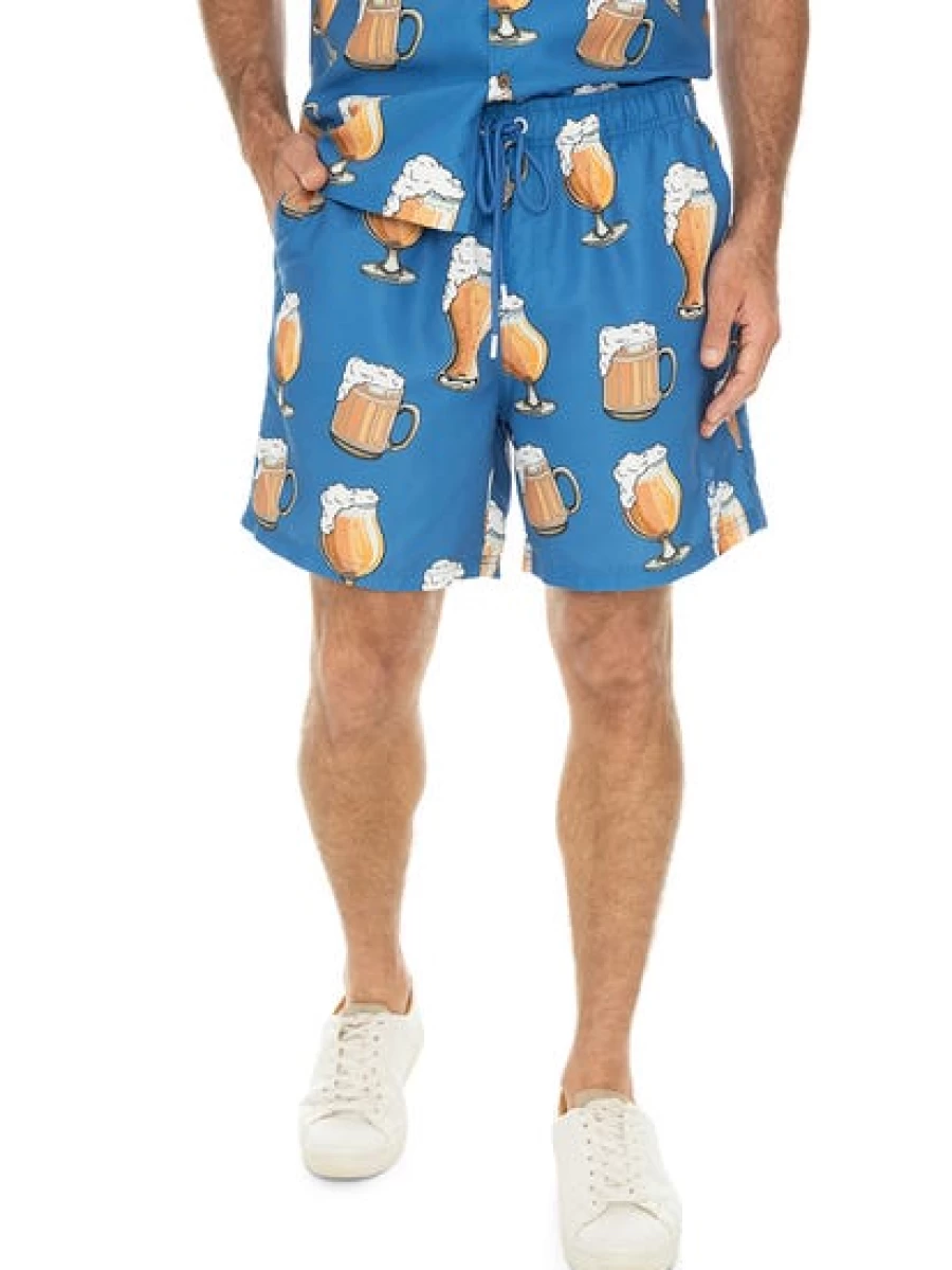 Riley Adams Men's Cobalt Blue Beer Cheers Party Shirt - Matching Casual Tee