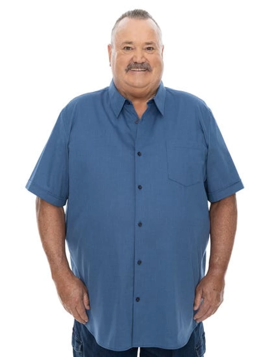 BUILT N FIT Men's Big & Tall Dark Blue Short Sleeve Casual Shirt
