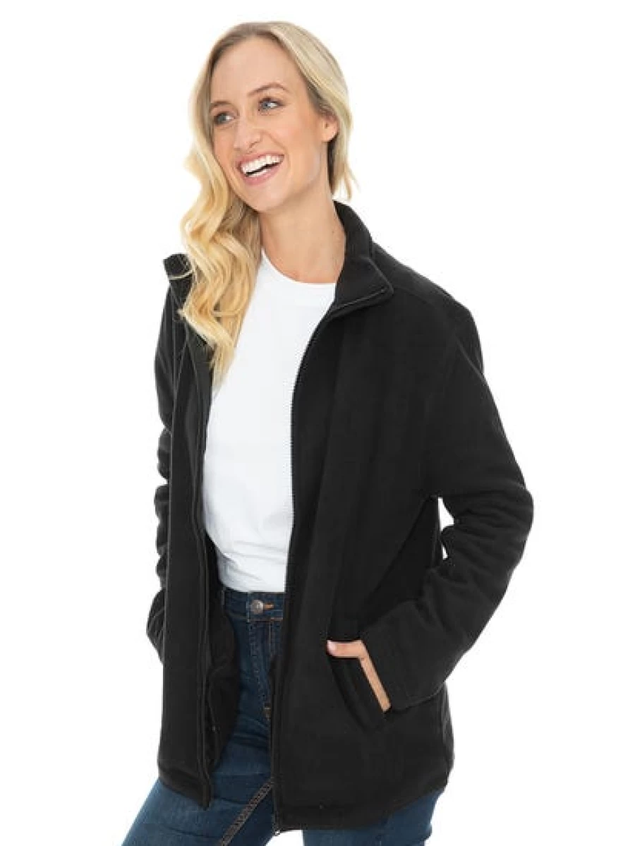 Lowes Unisex Black Polar Fleece Zip-Up Jacket - Warm Winter Outerwear for Men & Women