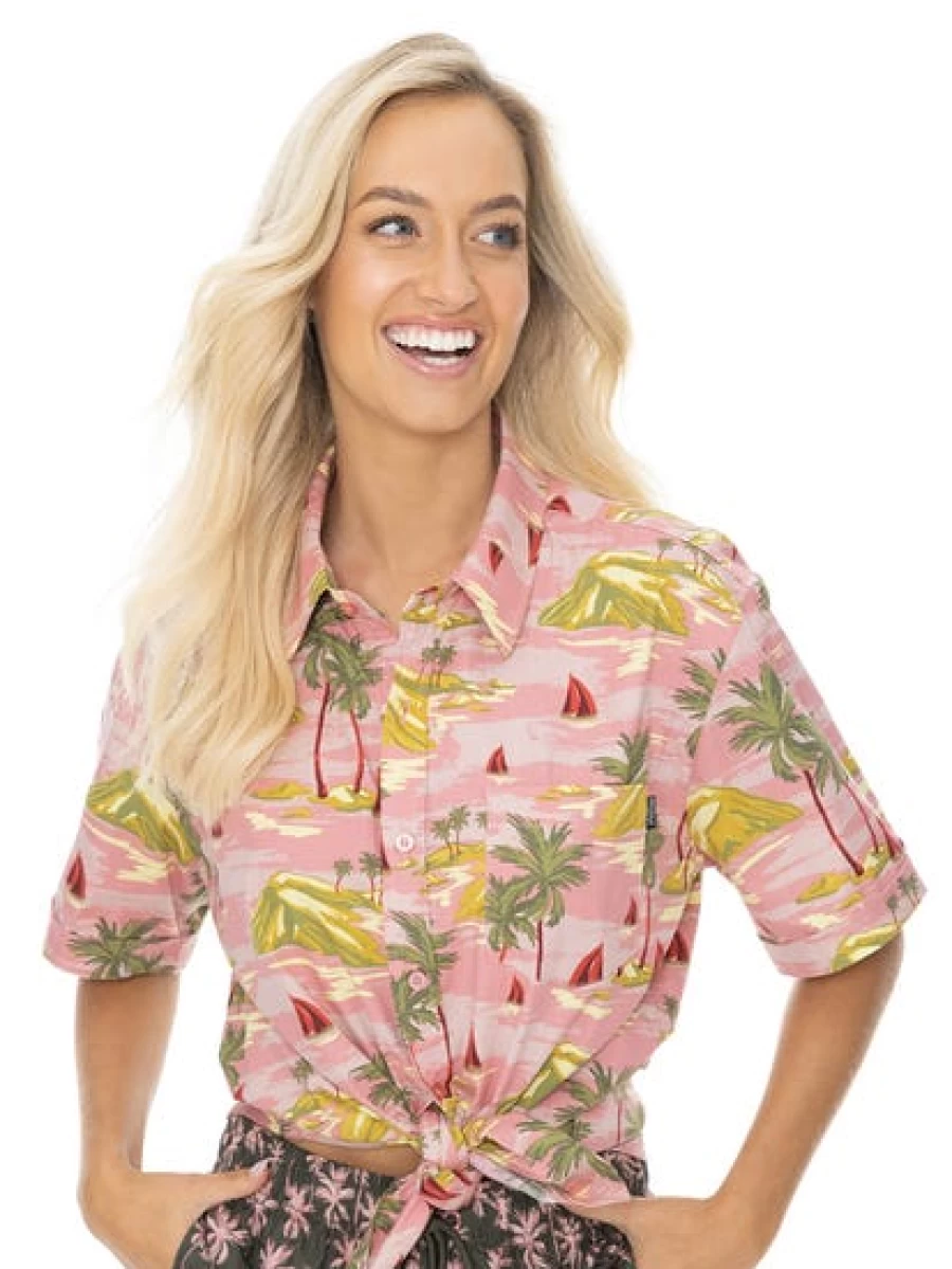Men's Prodigy Vintage Island Short Sleeve Cotton Shirt - Tropical Print Casual Wear
