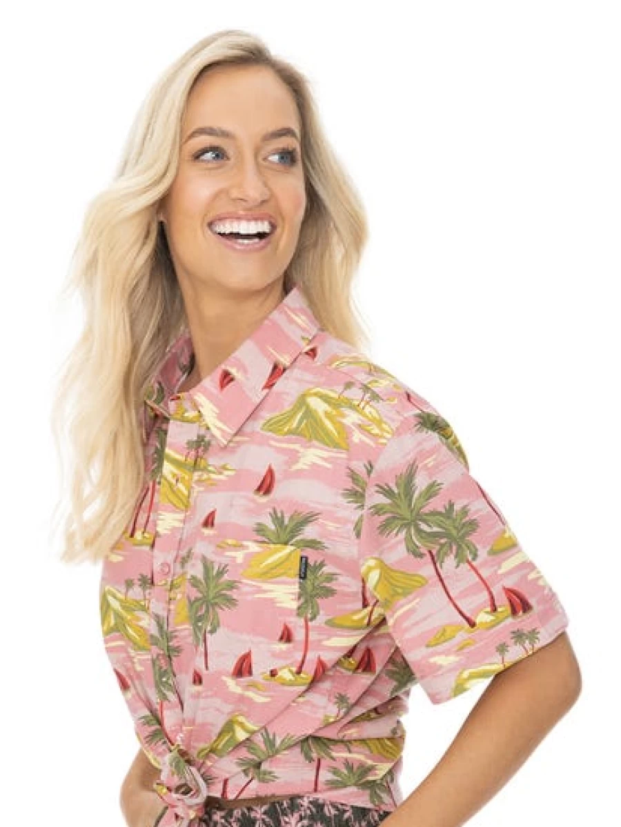 Men's Prodigy Vintage Island Short Sleeve Cotton Shirt - Tropical Print Casual Wear