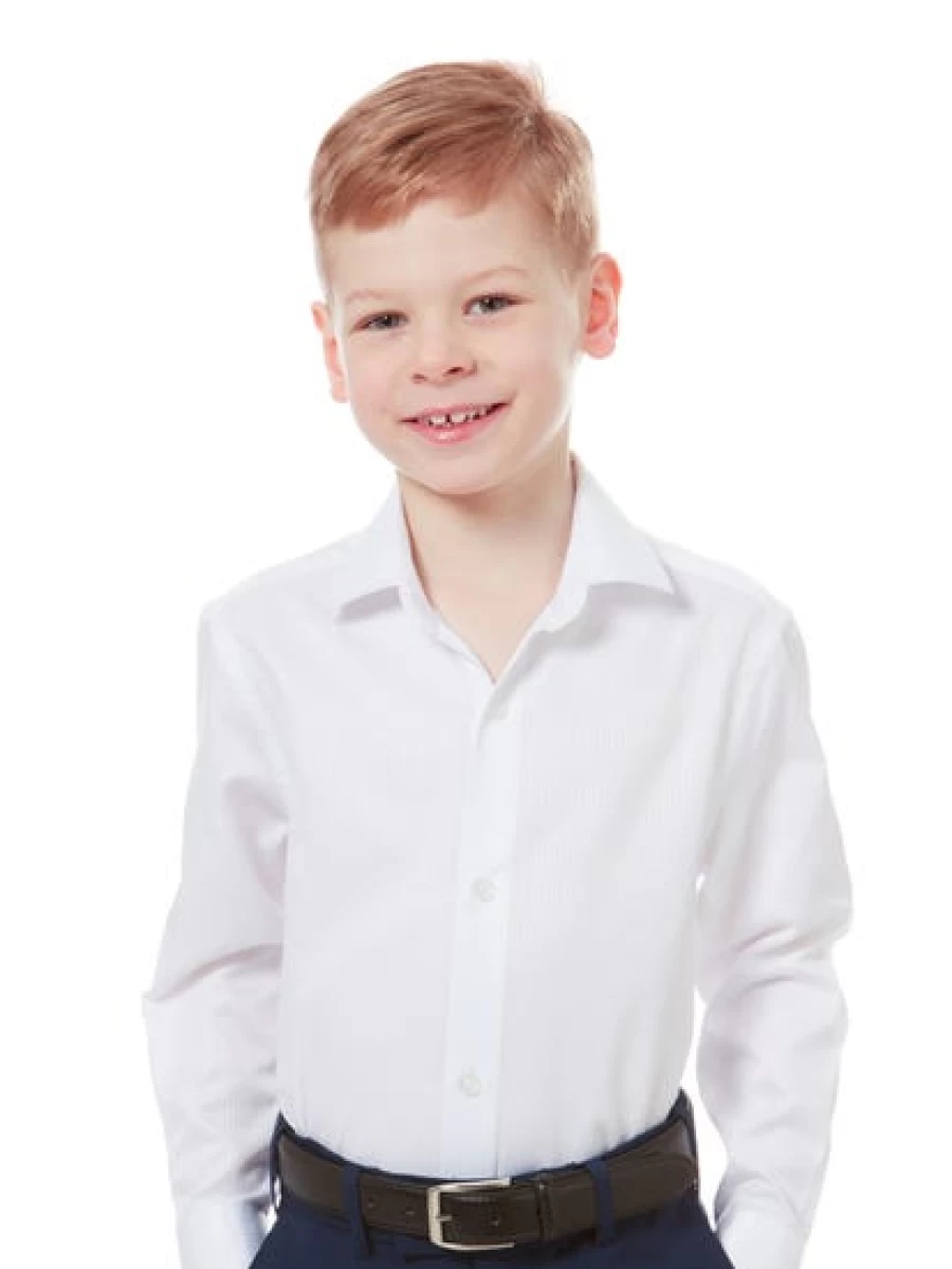 Huntley & Sons Men's Self-Striped White Dress Shirt - Classic Slim Fit Formal Wear