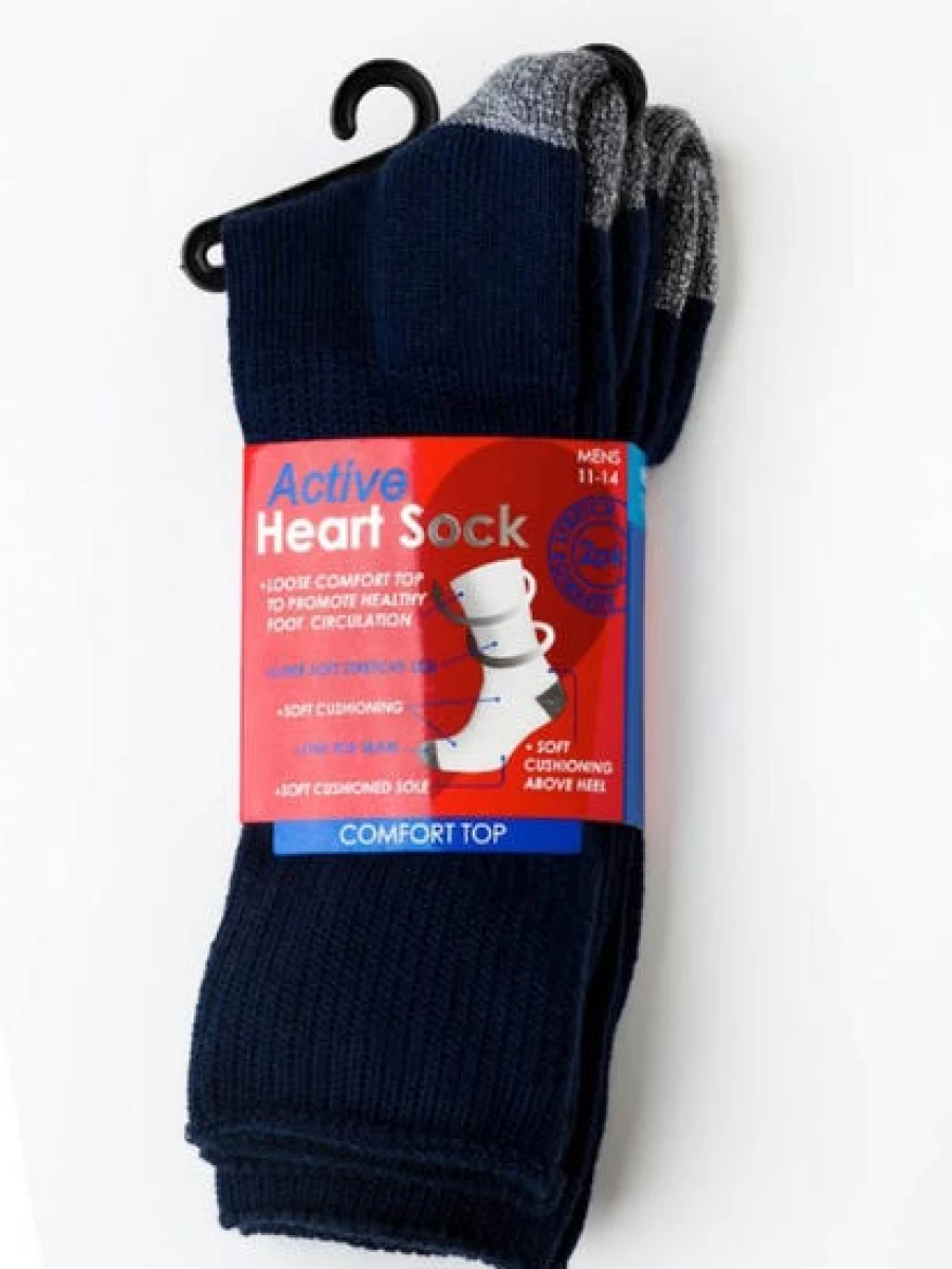 Lowes Men's Active Heart Navy Blue Athletic Socks for Comfort & Support