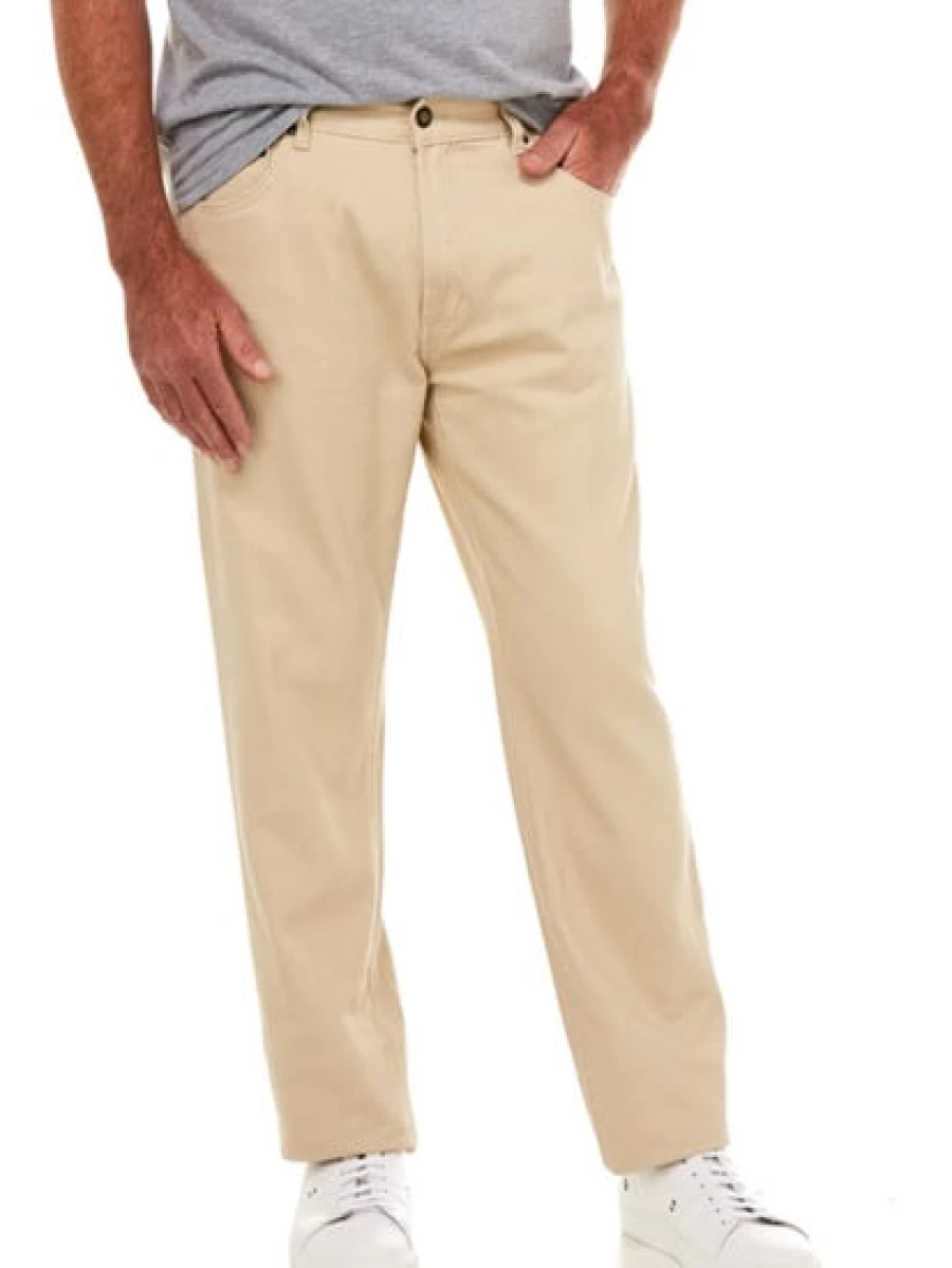 Street Men's Regular Fit Beige Cotton Twill Jeans