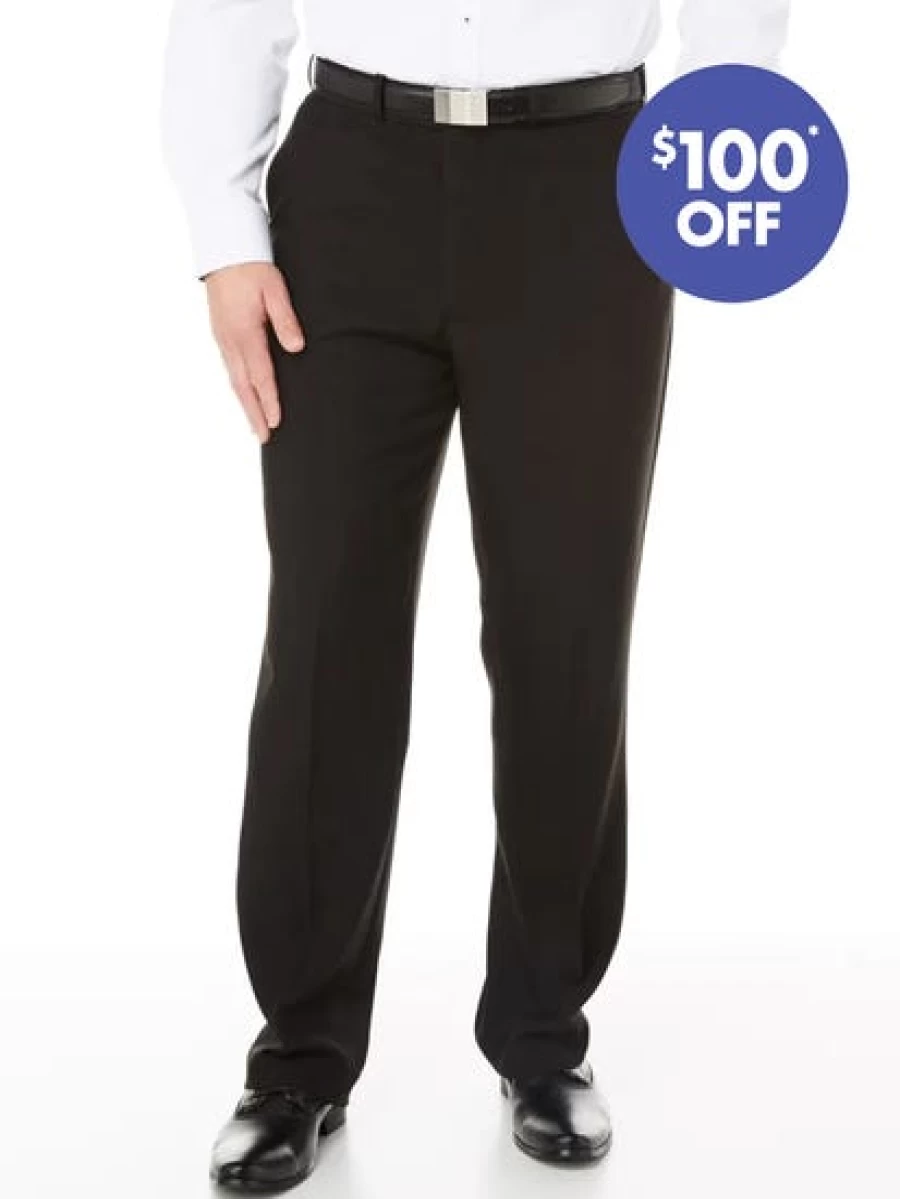 Robert Huntley Men's Black Regular Fit Suit Trousers