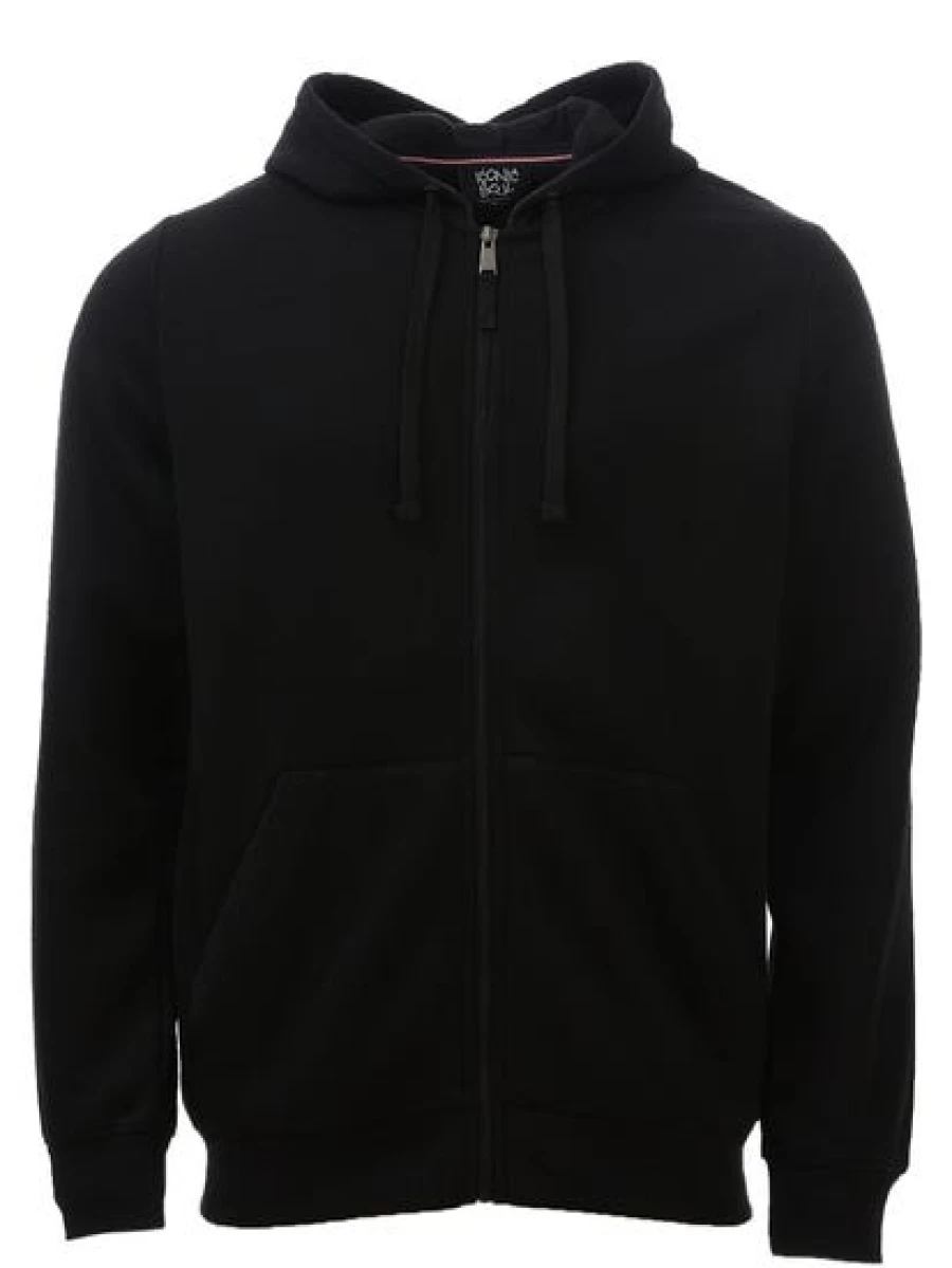 Iconic Soul Men's Black Zip-Up Fleece Hoodie - Warm & Stylish Pullover Jacket
