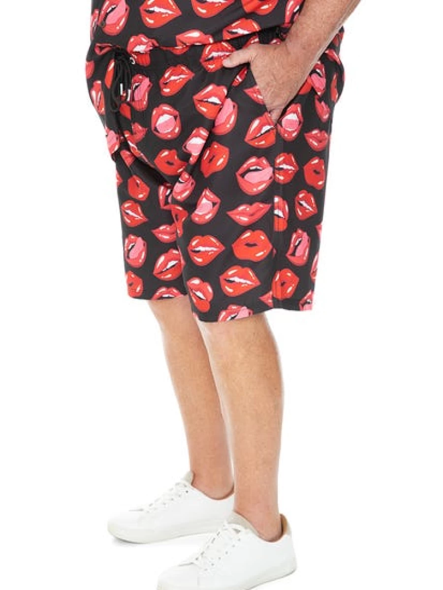 Riley Adams Men's Lip Print Party Shorts for Big & Tall