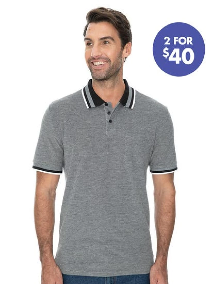 Lowes Men's Birdseye Pattern Charcoal Polo Shirt