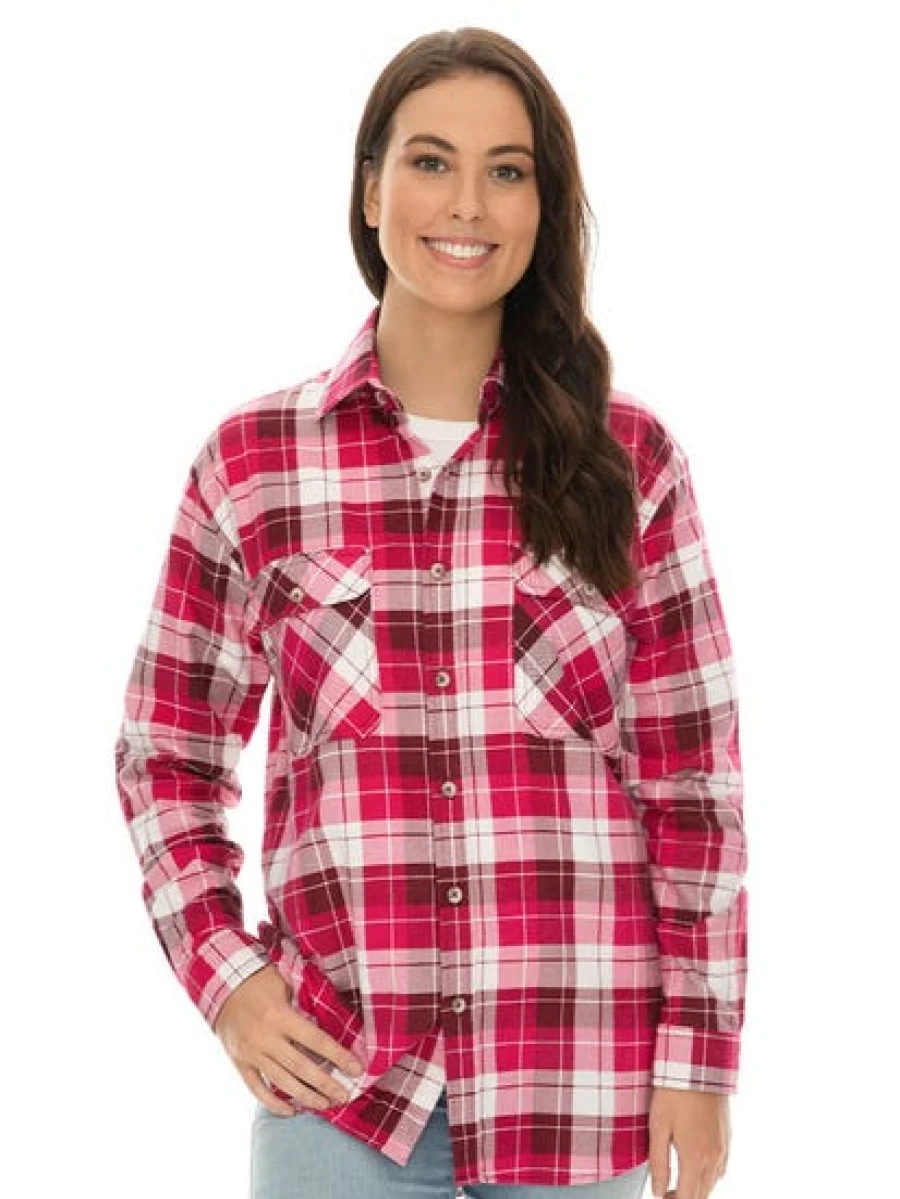 Lowes Unisex Pink Plaid Flannel Shirt - Soft Checkered Casual Wear for Men & Women