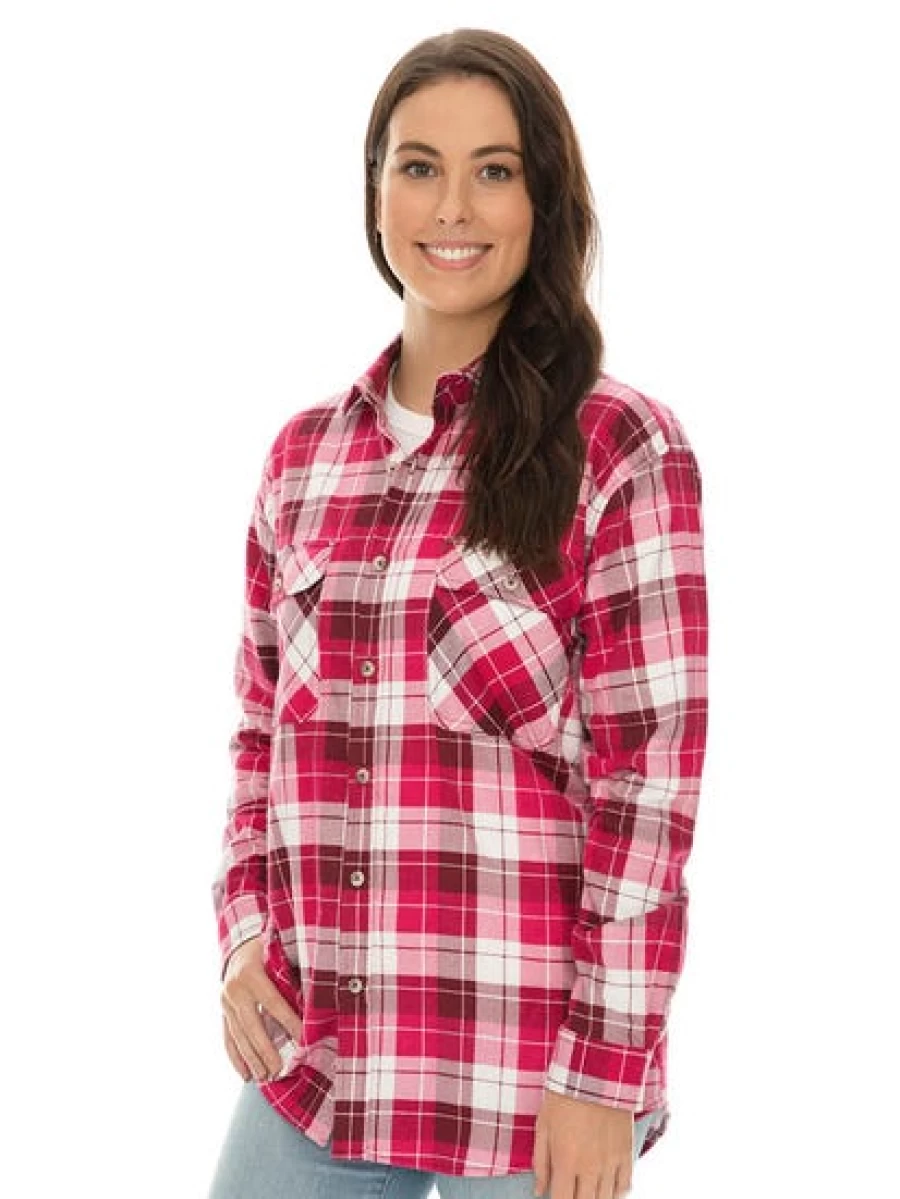 Lowes Unisex Pink Plaid Flannel Shirt - Soft Checkered Casual Wear for Men & Women