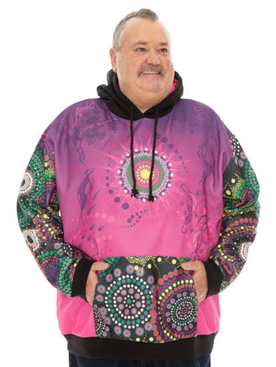 DBK Men's Indigenous Pink Printed Hoodie - Gumaraa Collection