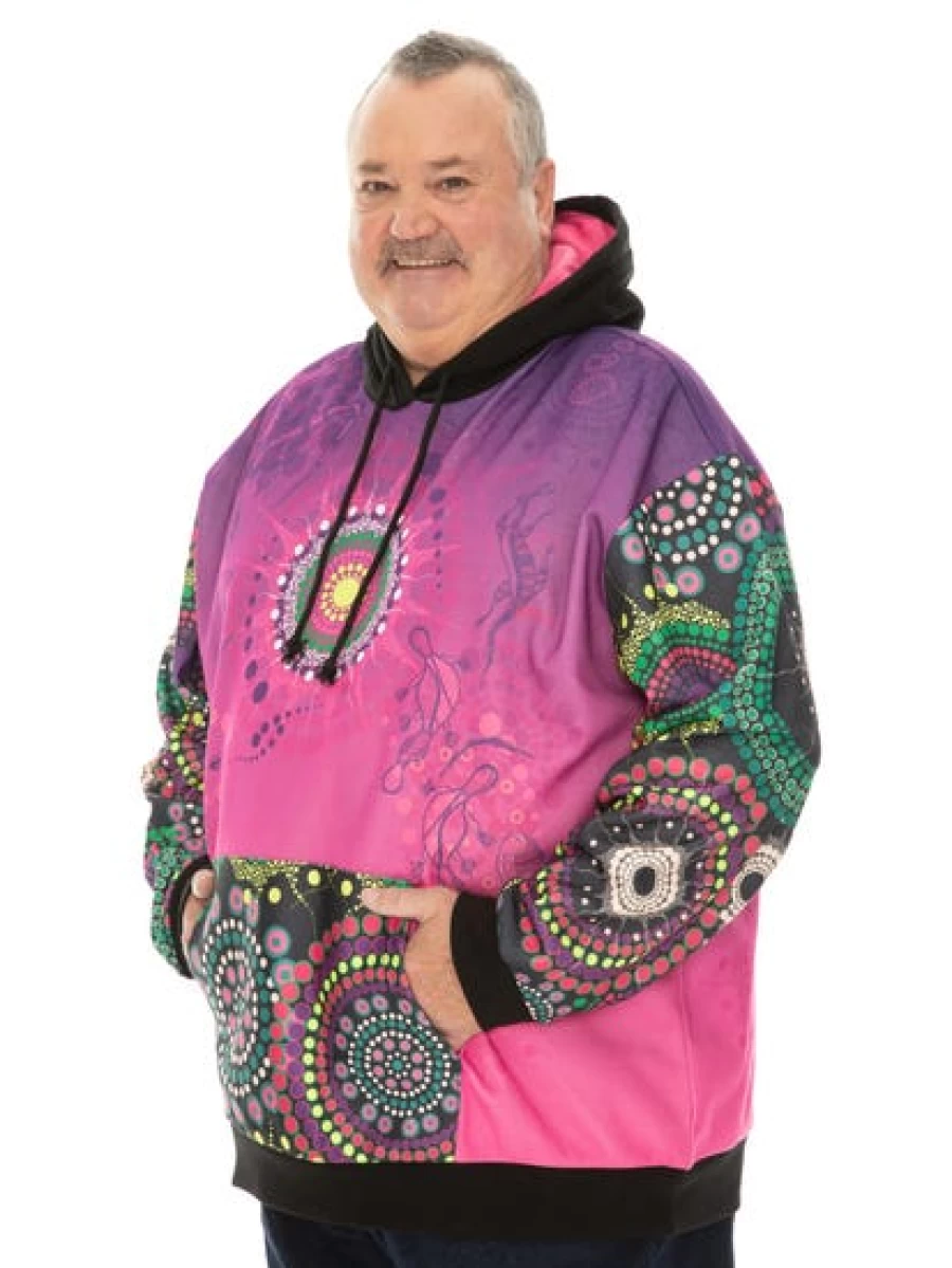 DBK Men's Indigenous Pink Printed Hoodie - Gumaraa Collection