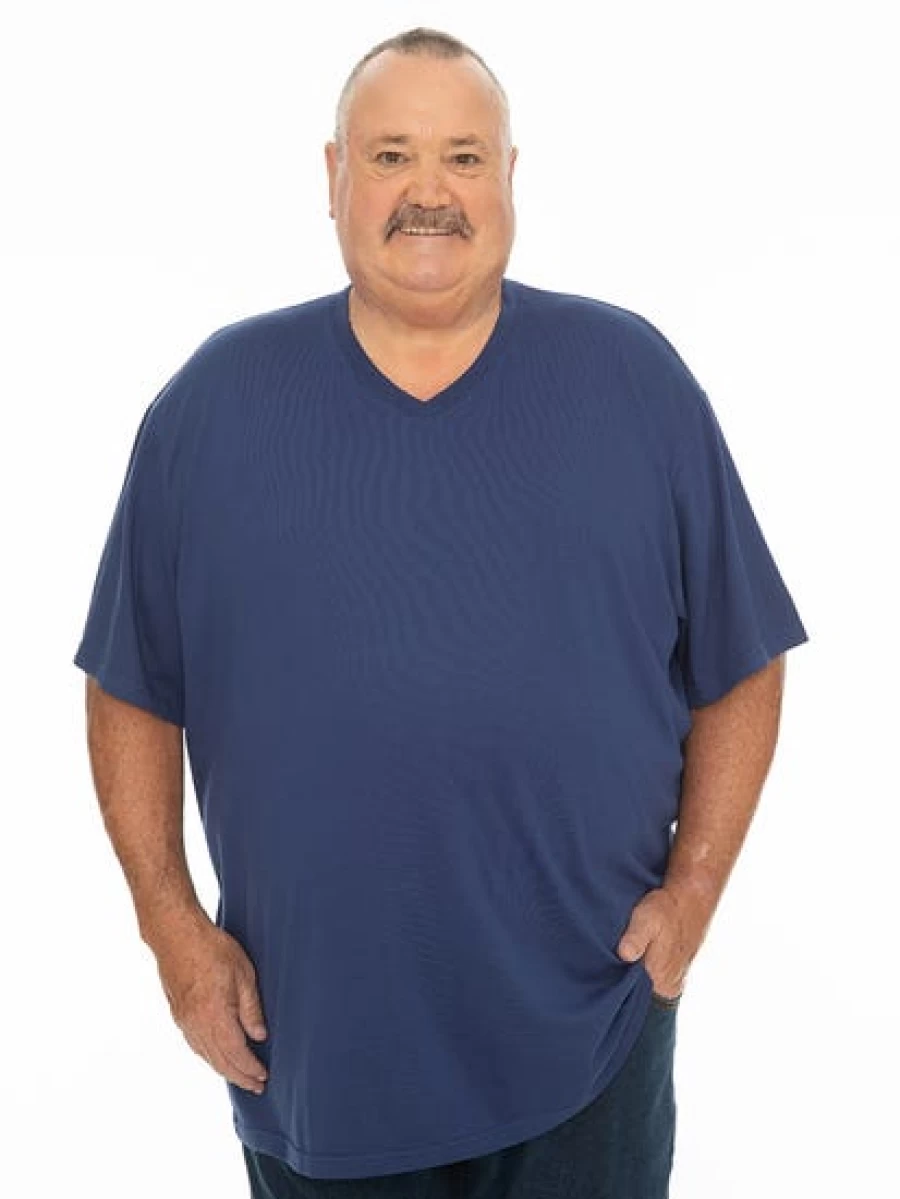 DBK Men's Big & Tall Plain Blue V-Neck T-Shirt - Soft Cotton Casual Tee