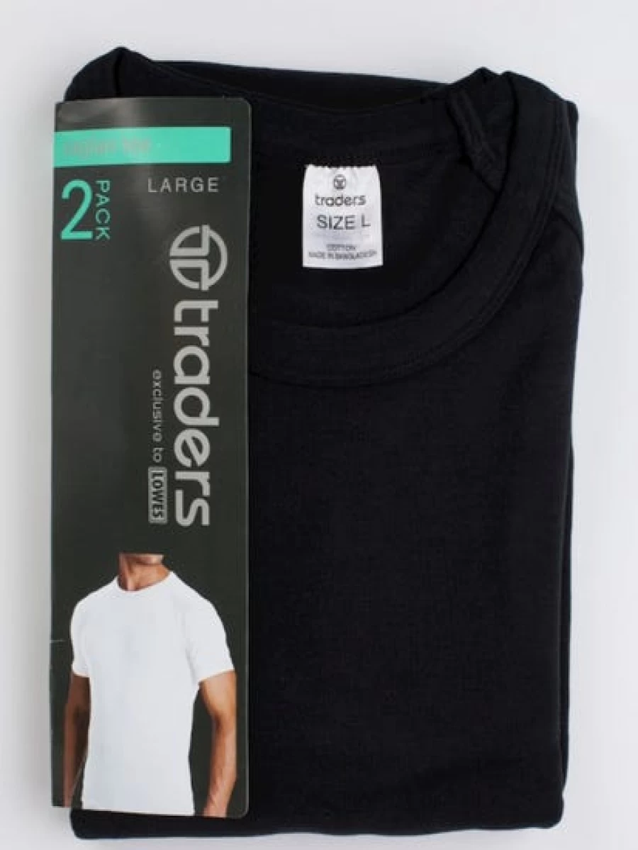 Lowes Men's Black Raglan T-Shirt 2-Pack - Comfortable Casual Short Sleeve Tees