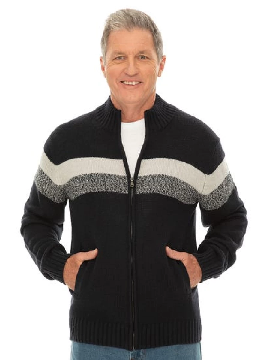 Elliotts Men's Navy Blue Zip-Up Knit Cardigan Sweater