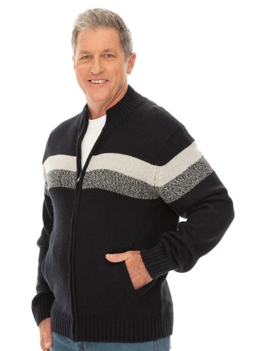 Elliotts Men's Navy Blue Zip-Up Knit Cardigan Sweater