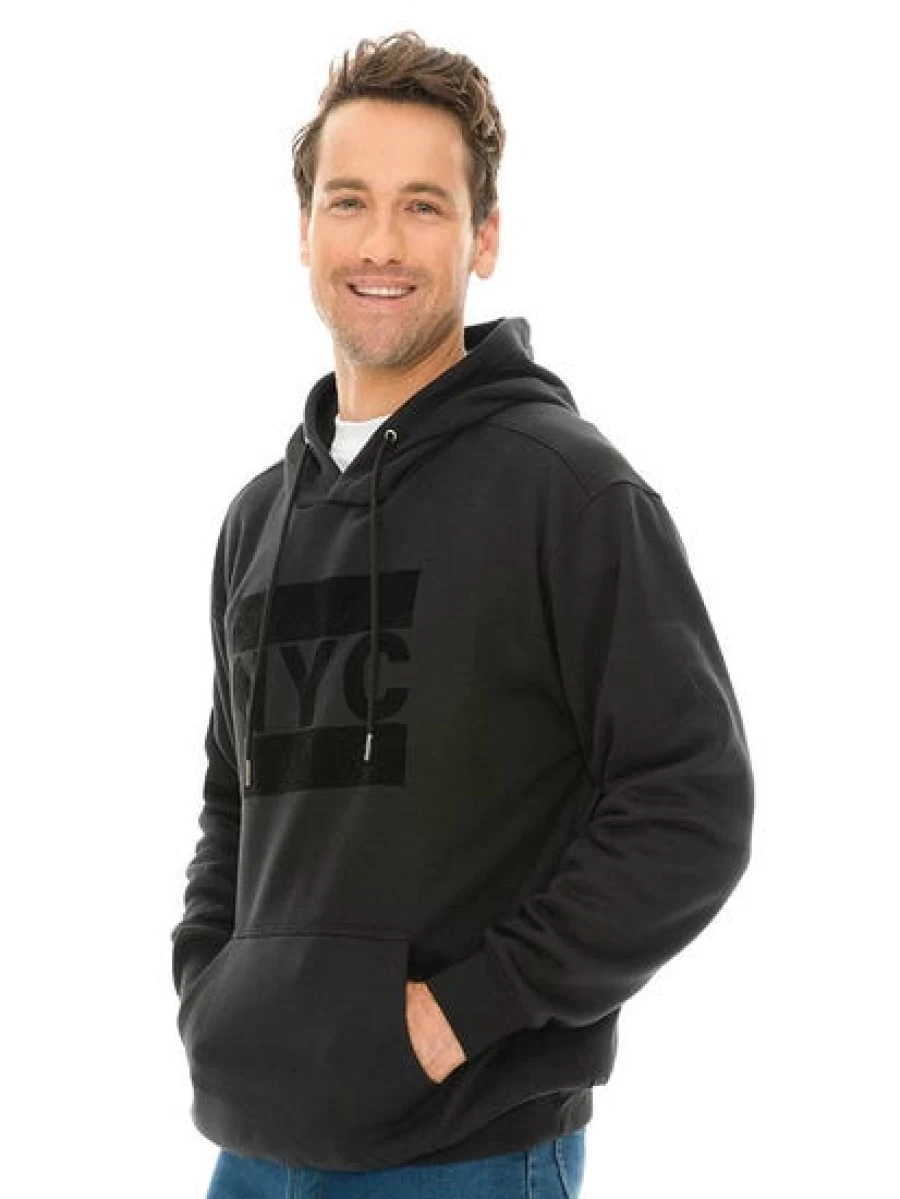 Prodigy Men's Black NYC Printed Popover Hoodie - Stylish Streetwear Pullover Sweatshirt
