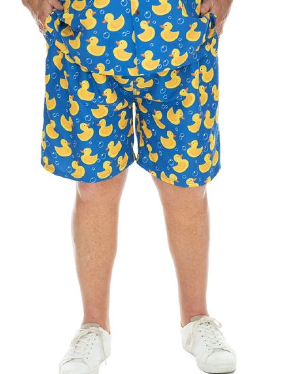 Riley Adams Men's Big & Tall Fun Print Party Shorts with Rubber Ducky Design