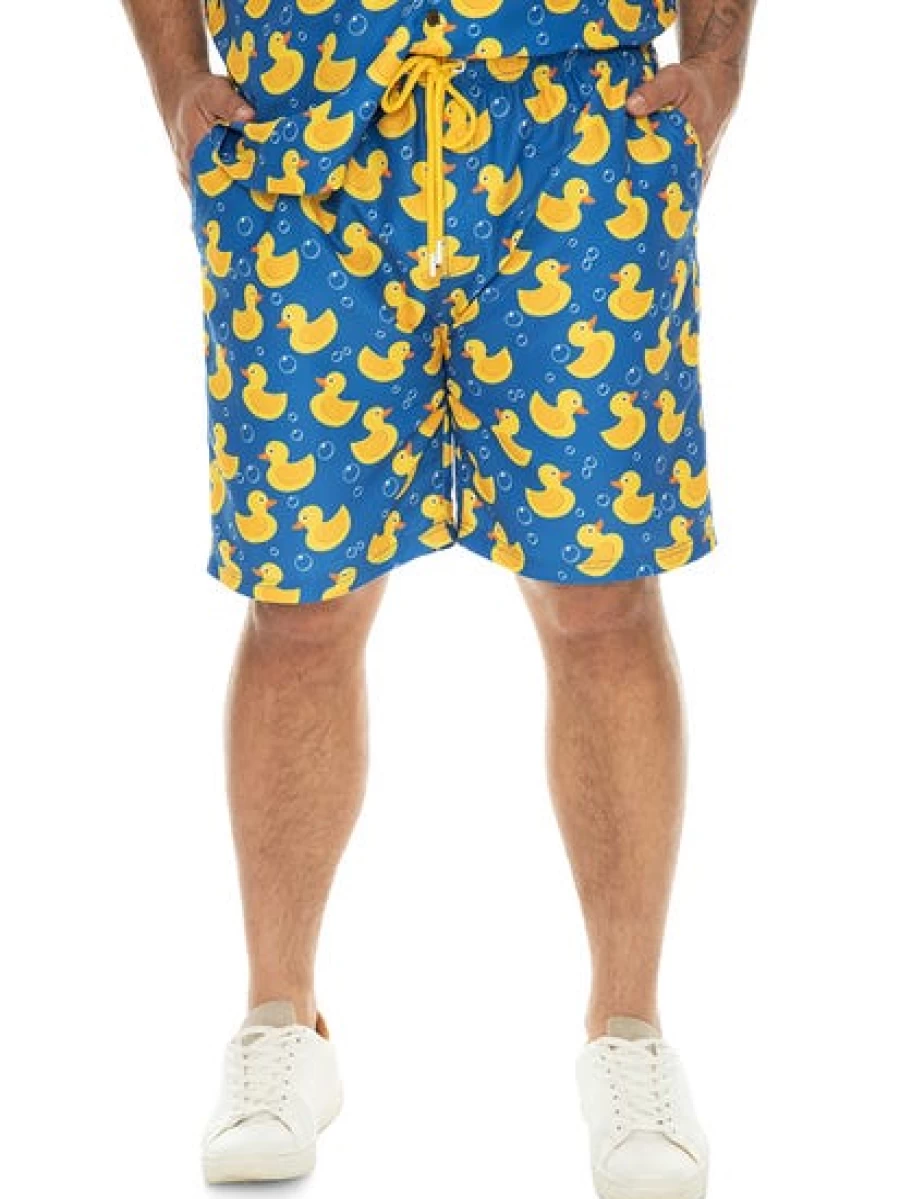 Riley Adams Men's Big & Tall Fun Print Party Shorts with Rubber Ducky Design