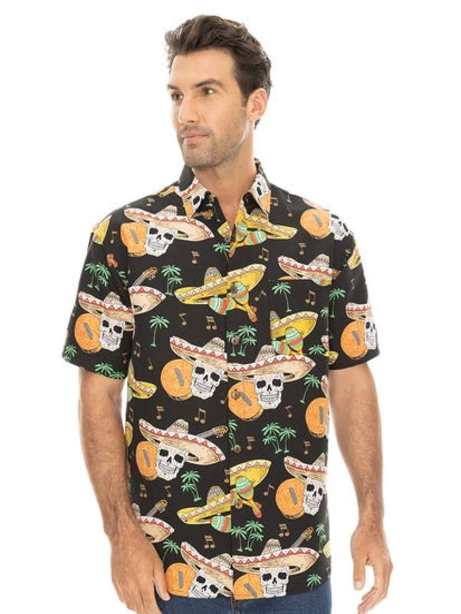 Lowes Halloween Printed Shirts - Black Maracca Design for Spooky Seasonal Style