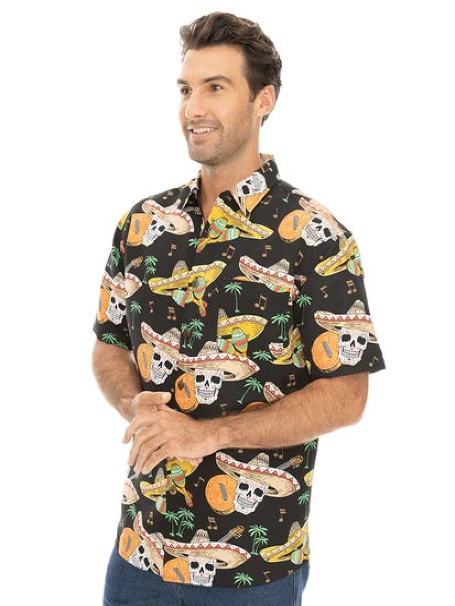 Lowes Halloween Printed Shirts - Black Maracca Design for Spooky Seasonal Style