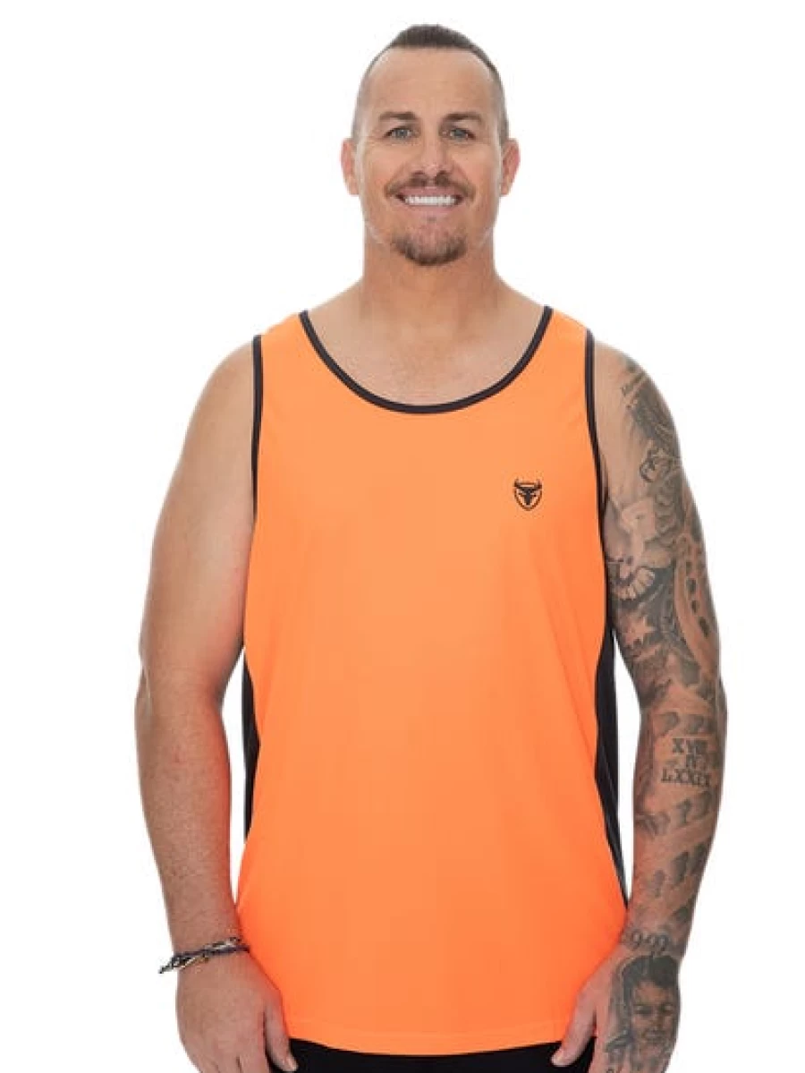 Traders 308 Men's Vintage Orange Singlet - Classic Athletic Sleeveless Shirt