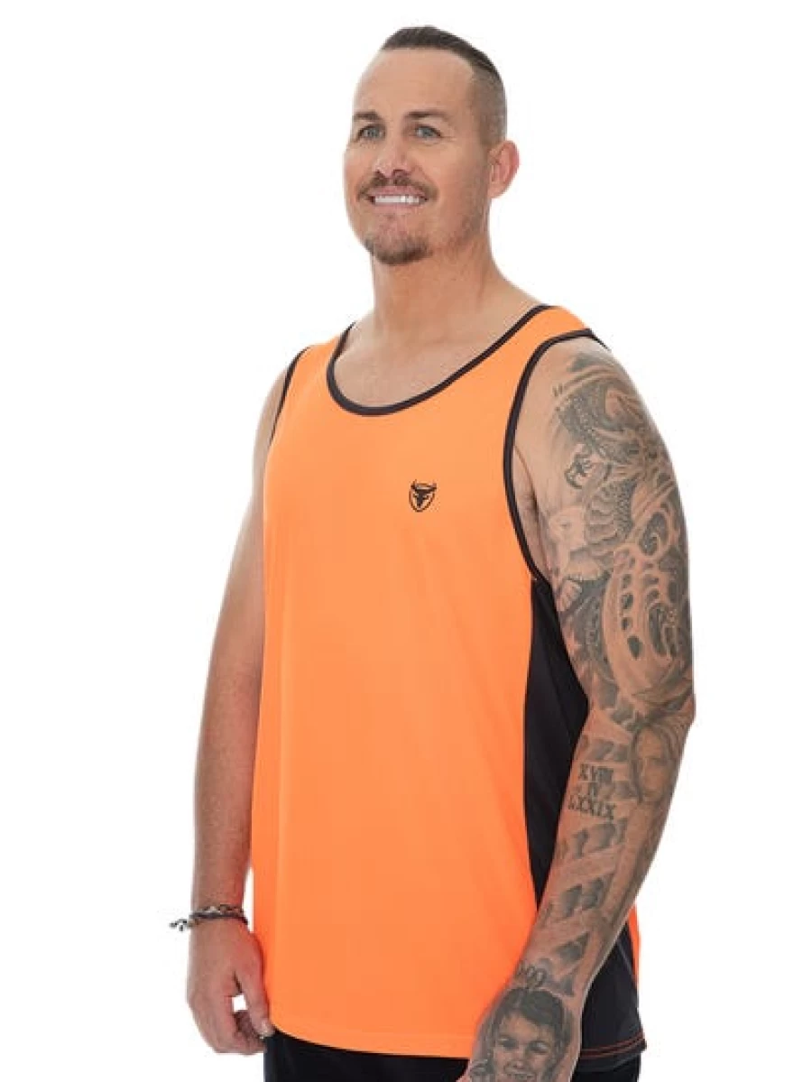 Traders 308 Men's Vintage Orange Singlet - Classic Athletic Sleeveless Shirt