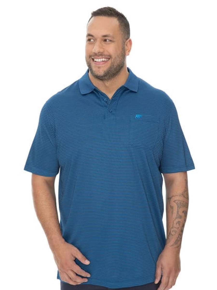 DBK Men's Quick Dry Polo Shirt - French Blue & Navy, Moisture Wicking, Comfort Fit
