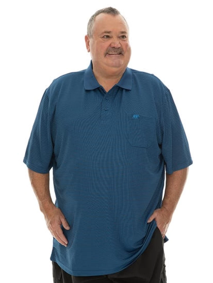 DBK Men's Quick Dry Polo Shirt - French Blue & Navy, Moisture Wicking, Comfort Fit