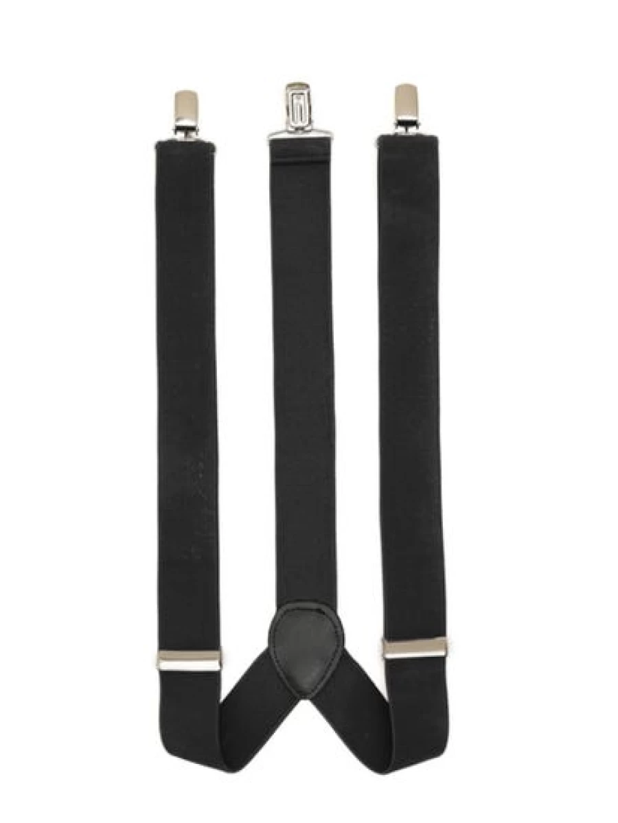 Lowes Men's Plain Black Suspenders - Classic Adjustable Braces for Comfort & Style