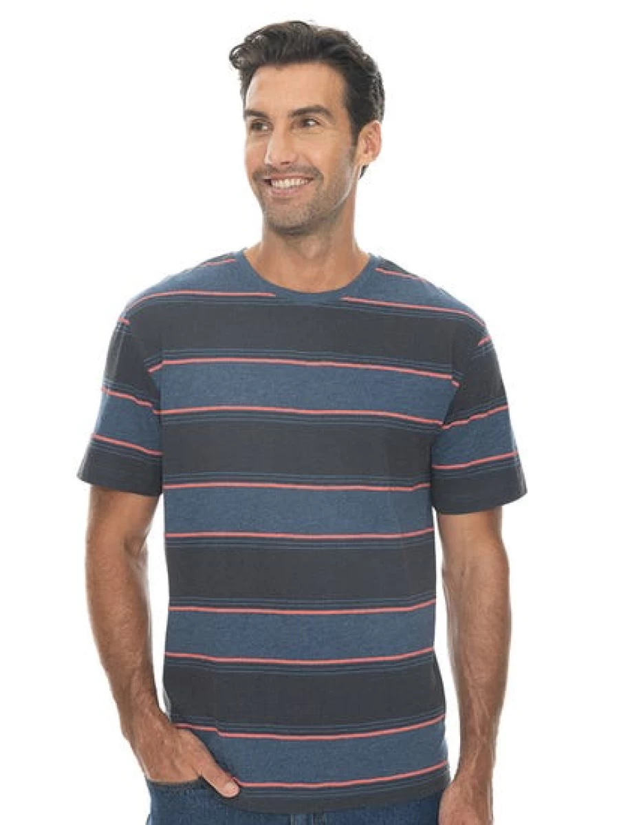 Pacifica Men's Blue Striped Cotton T-Shirt - Casual Short Sleeve Tee