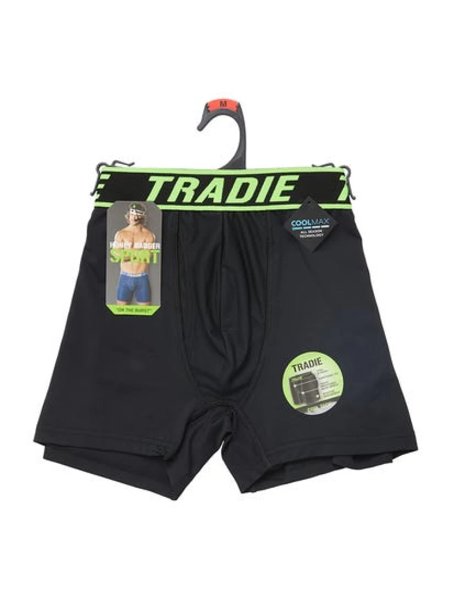 Tradie Men's Black Cool Tech Sport Trunks - Breathable Athletic Shorts for Active Lifestyles