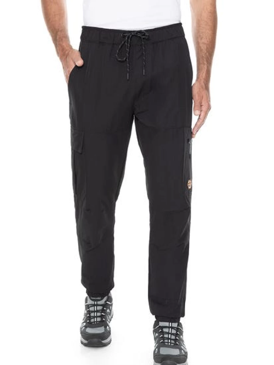 Outer Peak Men's Hiking Cargo Pants - Elastic Waist, Lightweight & Durable Black Outdoor Trousers
