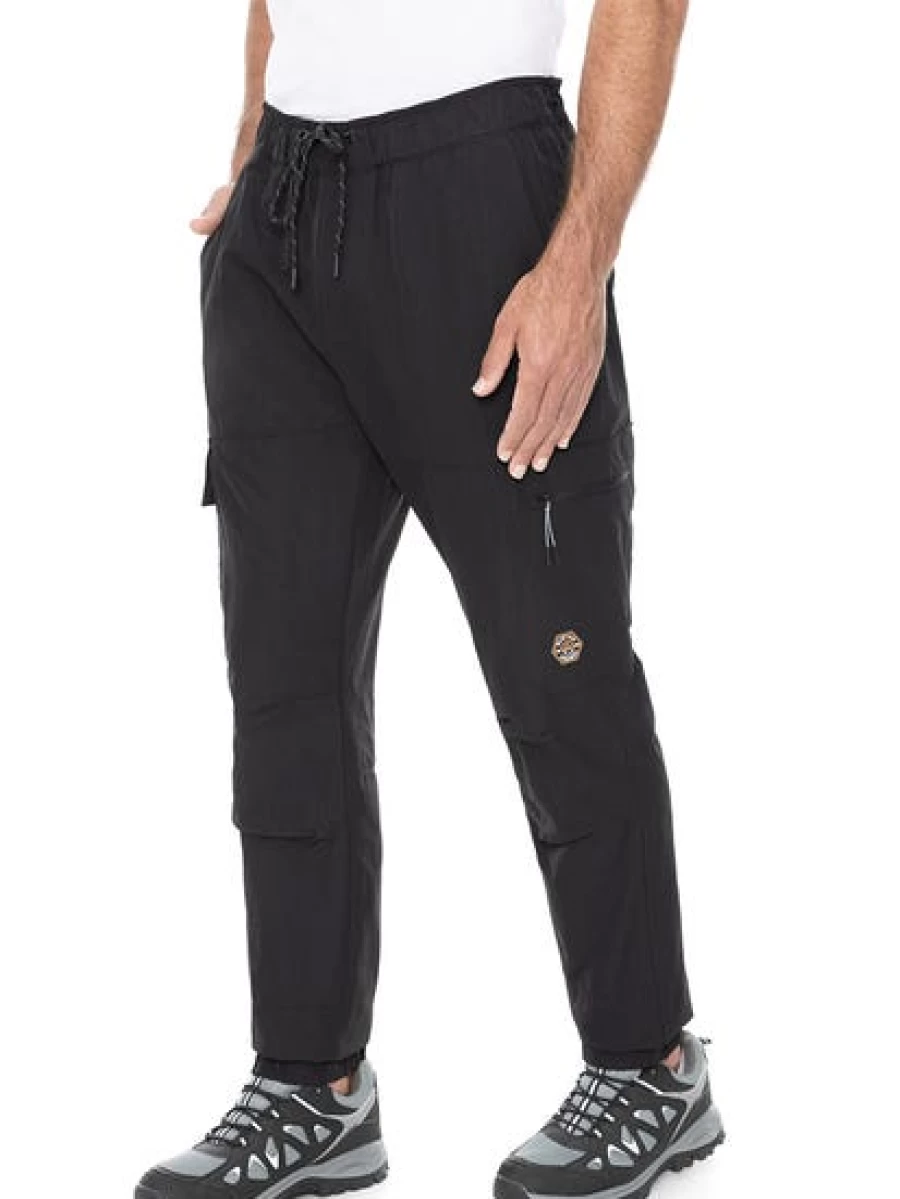 Outer Peak Men's Hiking Cargo Pants - Elastic Waist, Lightweight & Durable Black Outdoor Trousers