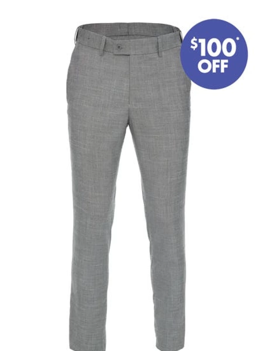 Perizzi Men's Grey Slim Fit Suit Trousers for Business Formal Wear