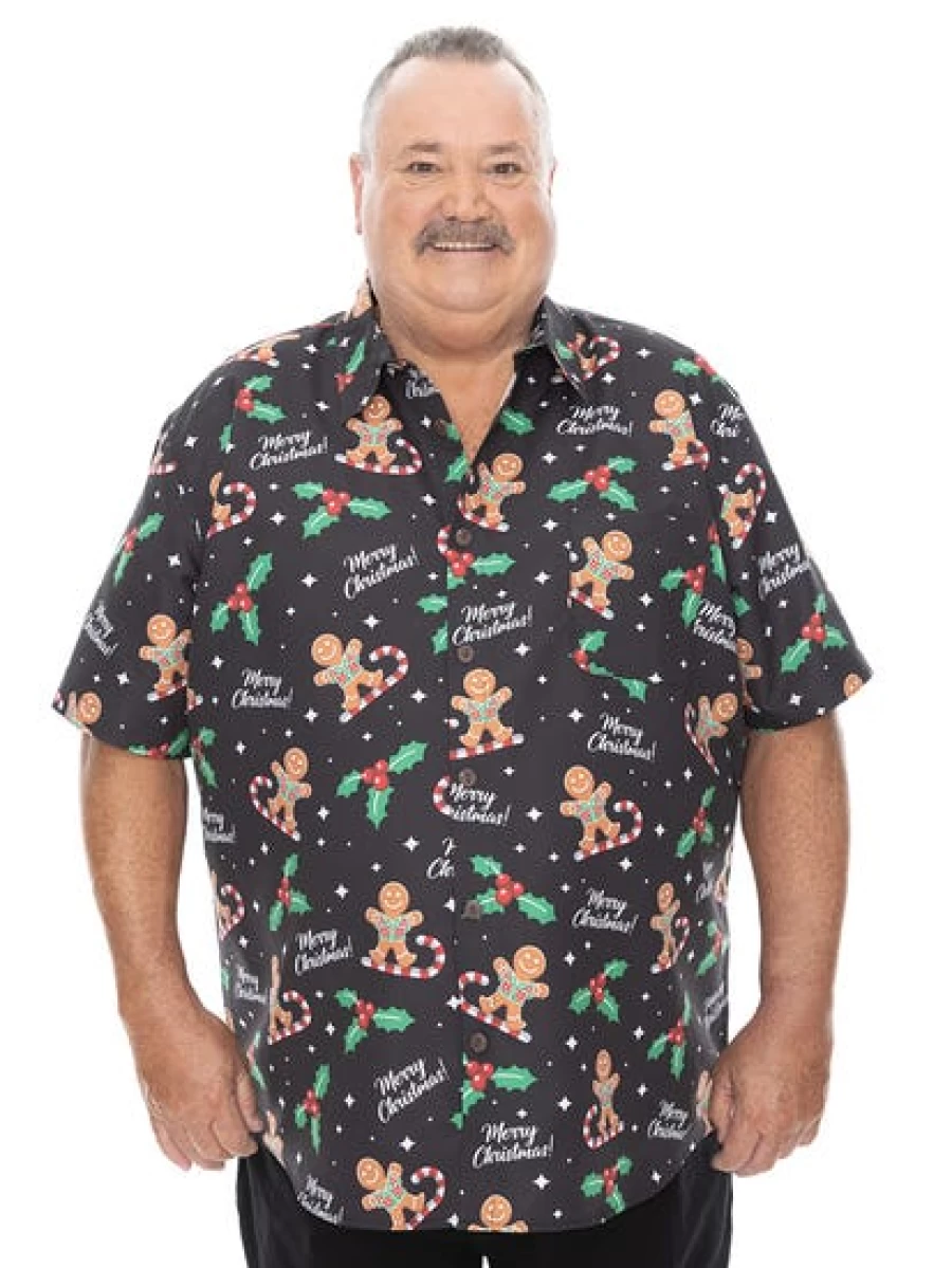 DBK Men's Big & Tall Hawaiian Christmas Shirt - Holiday Aloha Print Button Up