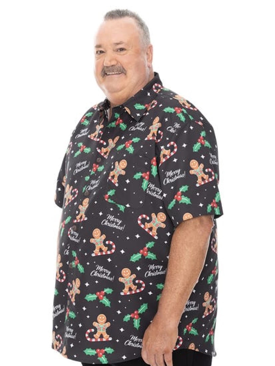 DBK Men's Big & Tall Hawaiian Christmas Shirt - Holiday Aloha Print Button Up