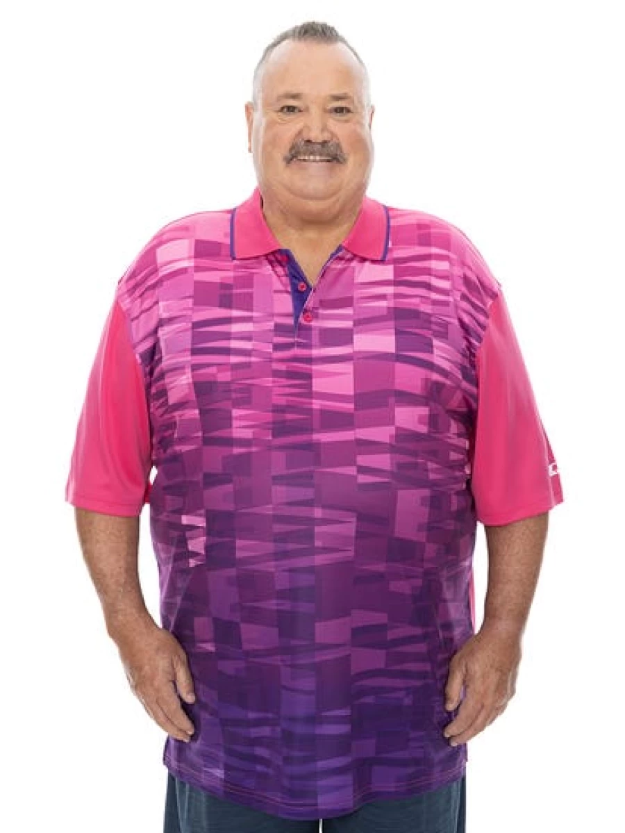 DBK Men's Performance Polo Shirt - Moisture Wicking Pink & Purple Sublimated Design for Big & Tall