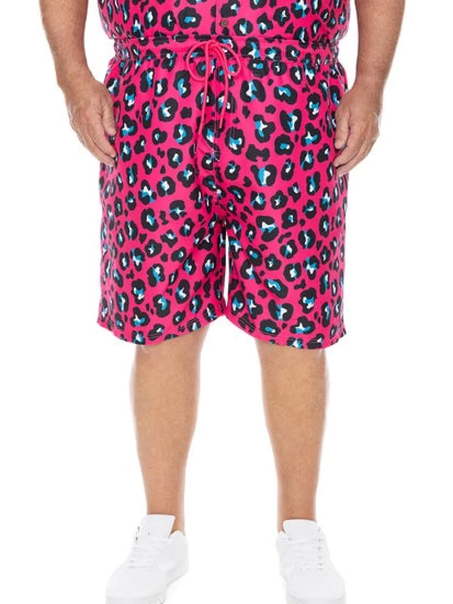 BUILT N FIT Men's Big & Tall Neon Animal Print Shorts for Summer Comfort