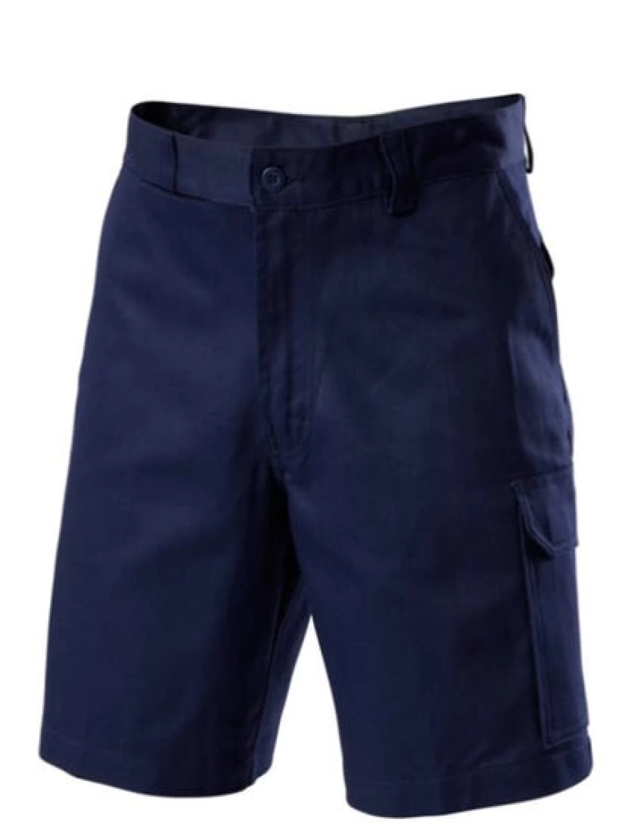 Hard Yakka Men's Navy Cargo Work Shorts - Durable Drill Fabric for Tough Jobs