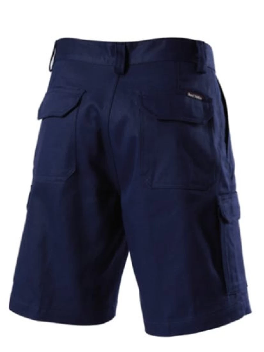 Hard Yakka Men's Navy Cargo Work Shorts - Durable Drill Fabric for Tough Jobs